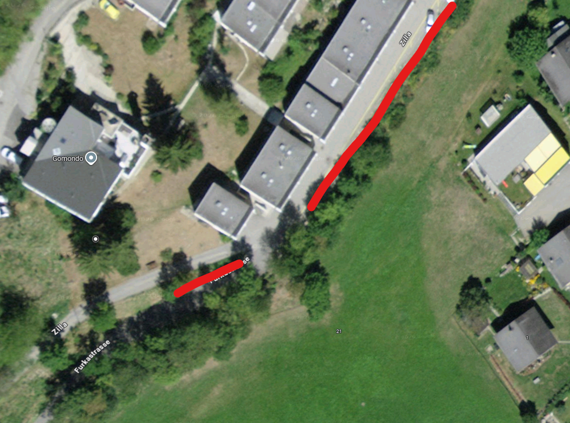 Karte mit markierten Parkmöglichkeiten